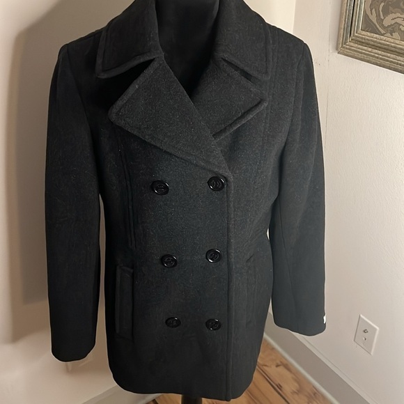Calvin Klein double breasted gray wool pea coat Sz 12 new - Picture 1 of 13